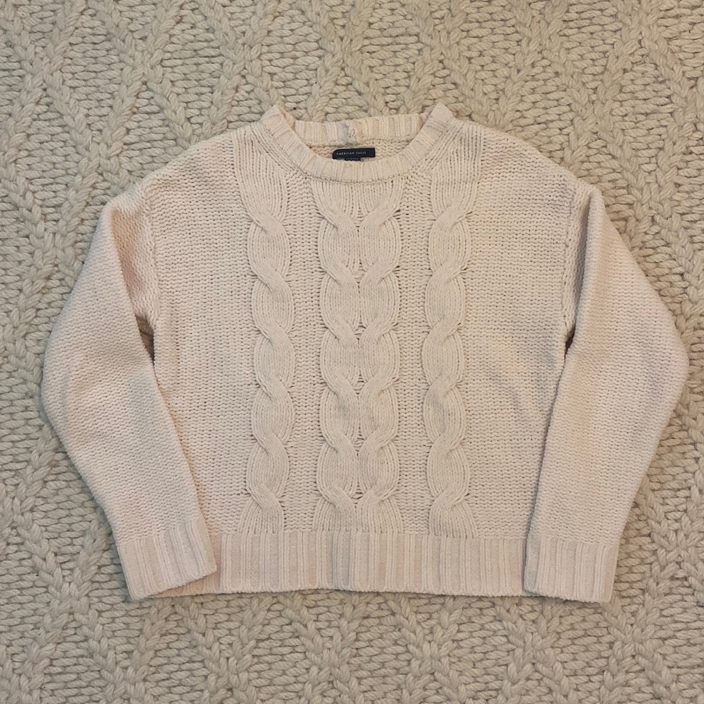 White American Eagle Cable Knit Sweater